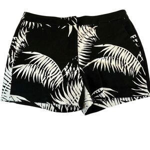 VINCE CAMUTO Black/White Tropical Print Cotton Blend Classic Shorts Women Sz 8